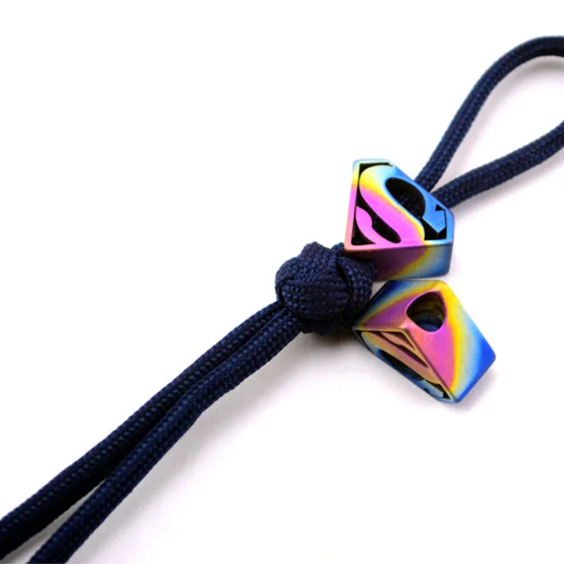 1PC Superman Colorful Titanium Alloy EDC Paracord Beads Knife Beads Rope Cord Beads Lanyard Pendants Outdoor Accessories