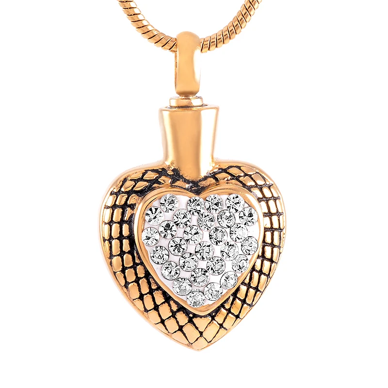 

IJD9422 Crystal Heart Shaped Stainless Steel Cremation for Ashes Commemorative Necklace Jewelry Keepsake Pendant