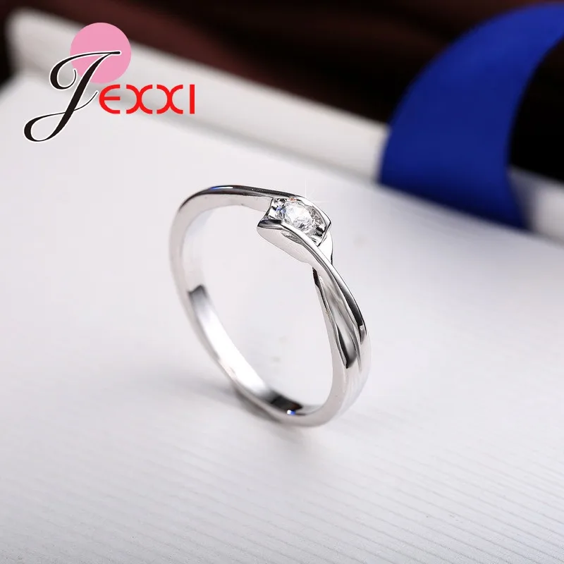 Exquisite Hot Sale Round Sparking Cubic Zirconia Genuine 925 Sterling Silver Finger Ring For Woman Girls Favorite Festival Gift | Украшения