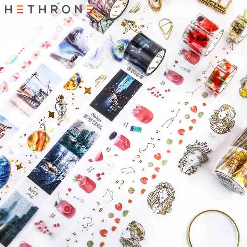 Hethrone ретро новая золотая васи лента DIY Украшение ПЭТ прозрачная бронзовая клейкая лента для влюбленных Скрапбукинг маскирующая лента