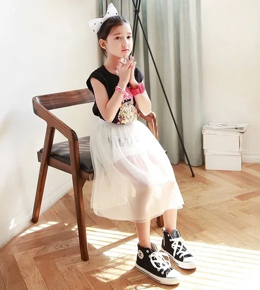 Детская летняя одежда для девочек новые газовые юбки отдыха детская белая сетка