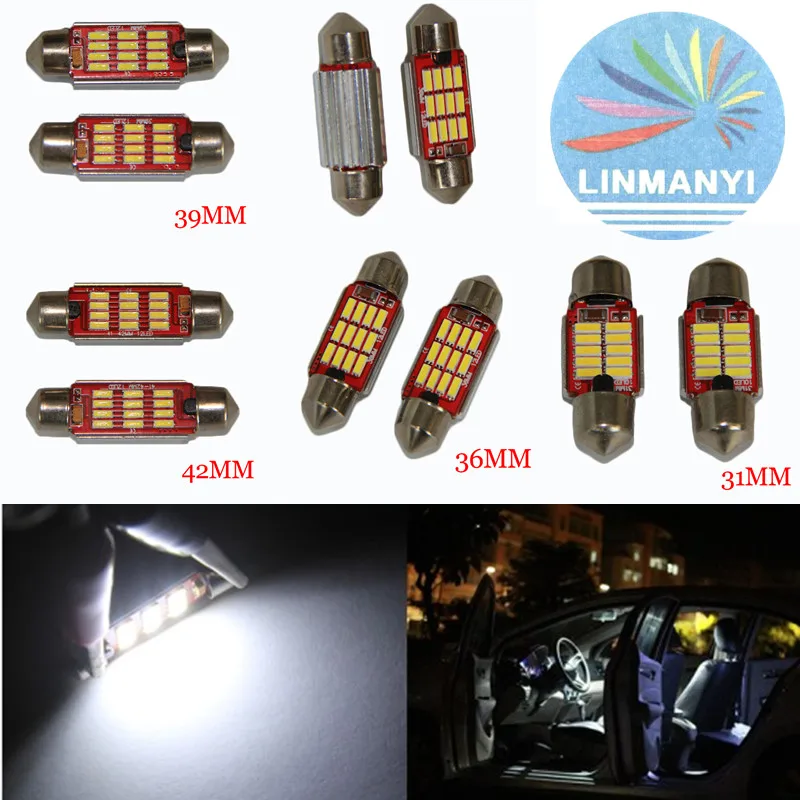 

2PCS Led Dome festoon No Polarity Canbus c5w 31mm 36mm 39mm 42mm 4014 smd 12V Festoon LED Bulb For European License Plate Light