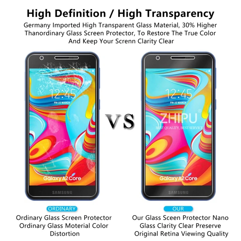 2 предмета закаленное Стекло для samsung Galaxy A2 Core Экран защитная пленка 9 H | Мобильные