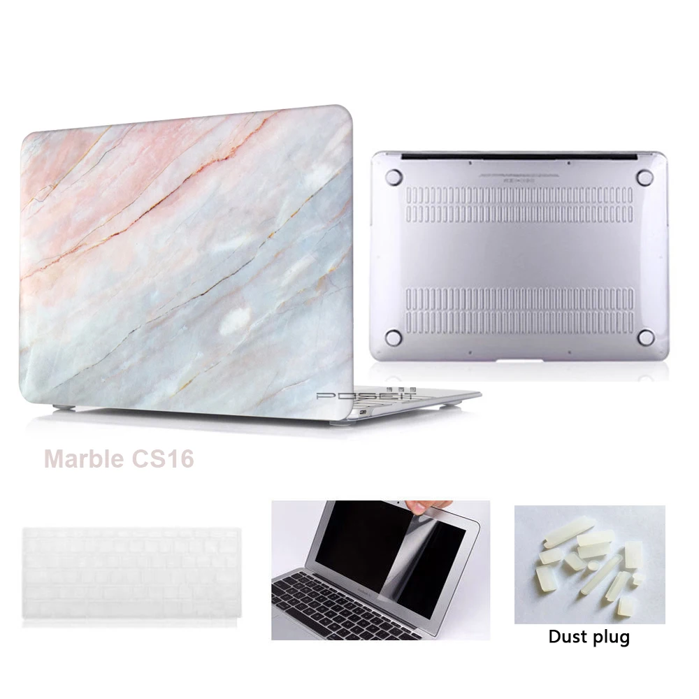 Мраморный пластиковый чехол для ноутбука 4 в 1 + клавиатуры только 2018 Alppe Macbook Air 13 с
