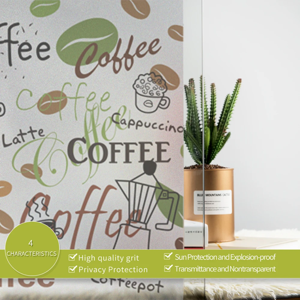 Наклейка на окно DICOR coffee матовая декоративная пленка для стекла аксессуары кафе
