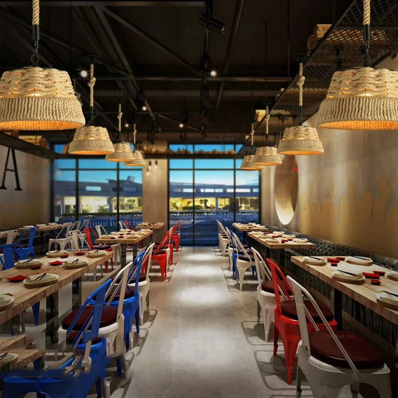 Винтажный подвесной светильник MLZAOSN из пеньковой веревки индивидуальное