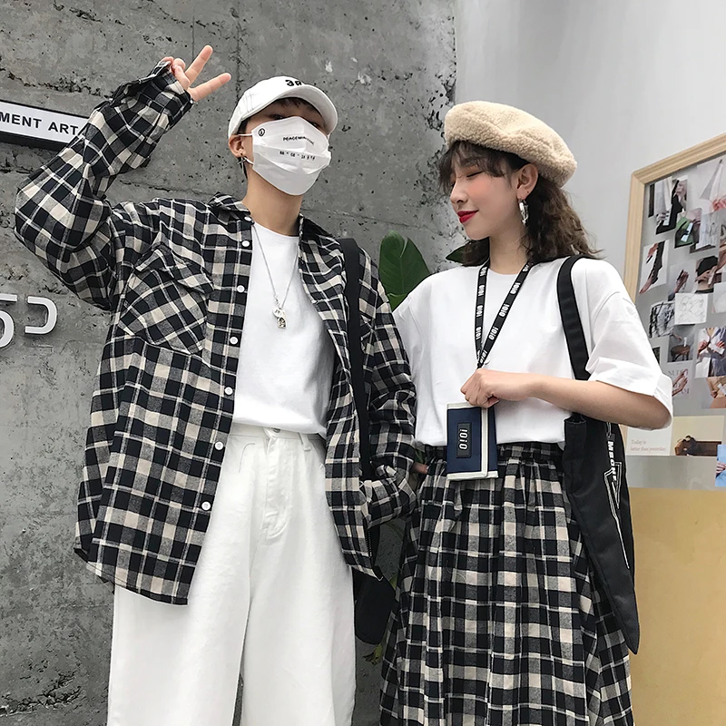 Женские блузки Харадзюку Ретро стиль длинный рукав на пуговицах свободная в