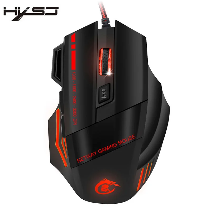 HXSJ Gaming Mouse Регулируемые 3200 ТОЧЕК/ДЮЙМ 7 Кнопок Оптический USB Мышки Gamer Красочные