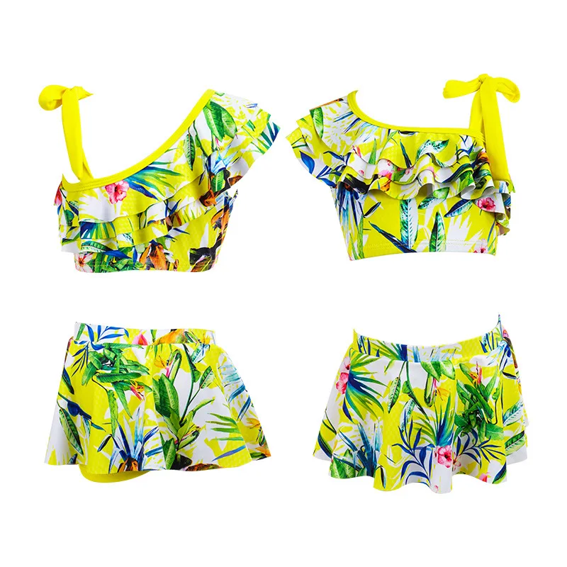 

Kids Bathing Suits Girls Two Piece Pleats Print Bikini children Skirt Swimwear for girl infant swimsuit girl child Summer bikini