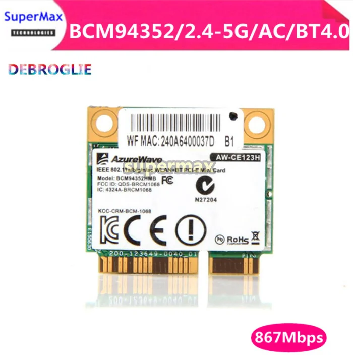 Двухдиапазонная беспроводная Wi Fi карта BCM94352HMB AC IEEE 802.11a/b/g/n/ac BT 4 0 PCI E мини