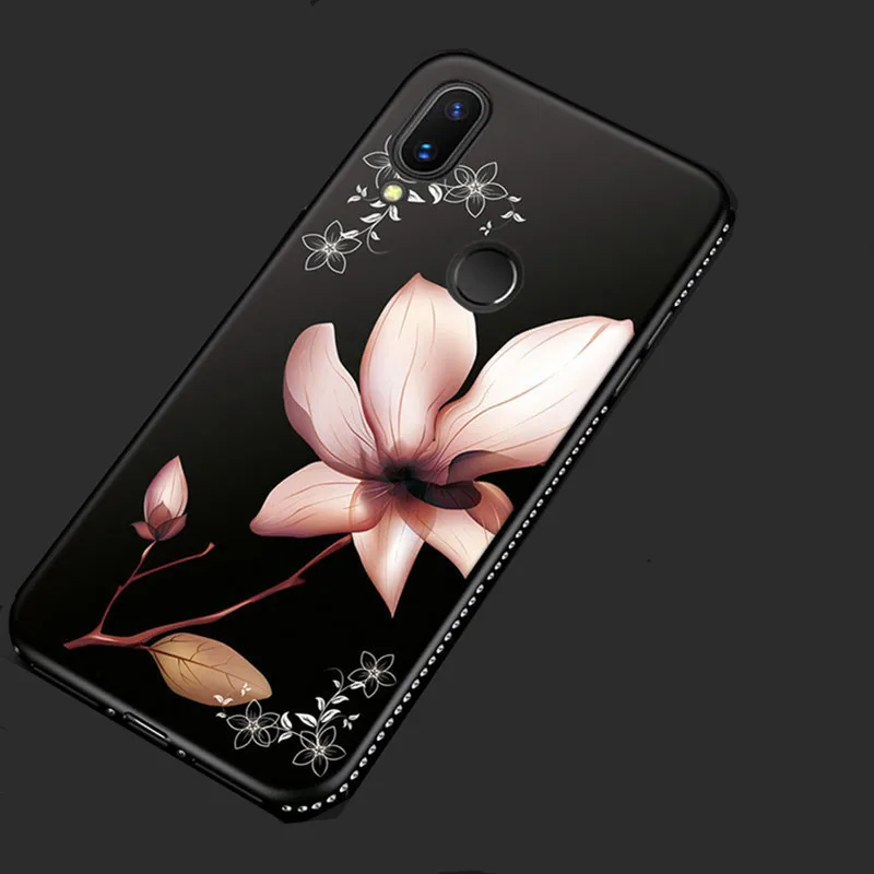 Bling Diamond Luxury Phone Case on for Huawei P8 Lite 2017 P10 P20 Nova 3E honor 6X 6A Y7 Soft Silicone flower Cover |