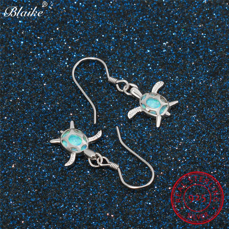Женские серьги подвески Blaike из 100% настоящего серебра 925 пробы овальные с радужным