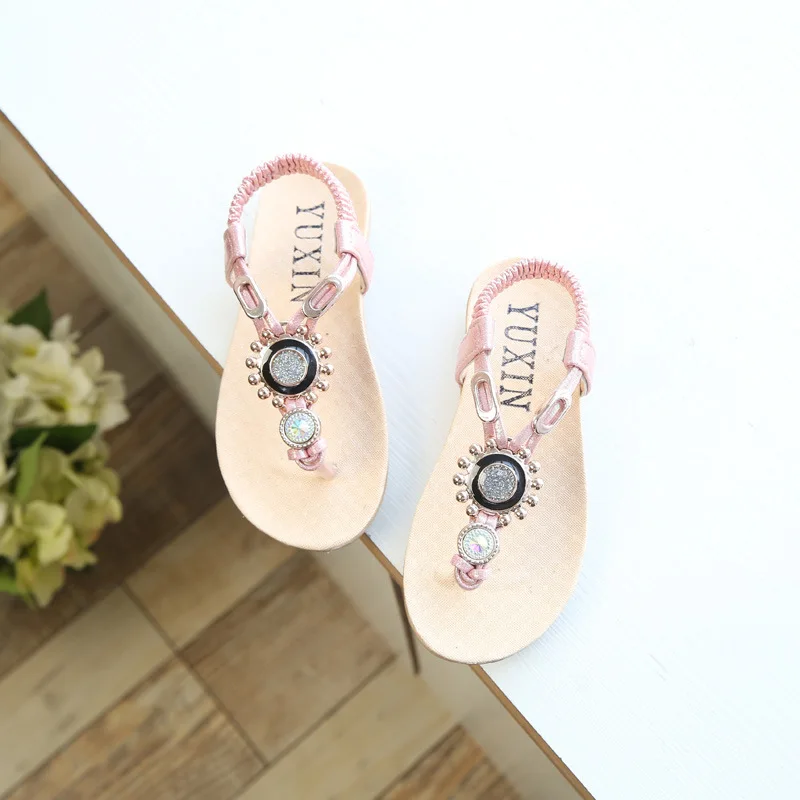 Летние Девушки Сандалии Детская Обувь Горный Хрусталь Принцесса Туфли Флип Флоп