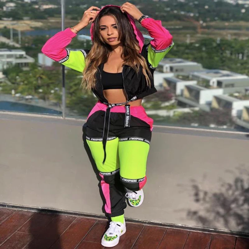 Женский спортивный костюм UIDEAZONE толстовка на молнии с буквенным принтом и брюки 2