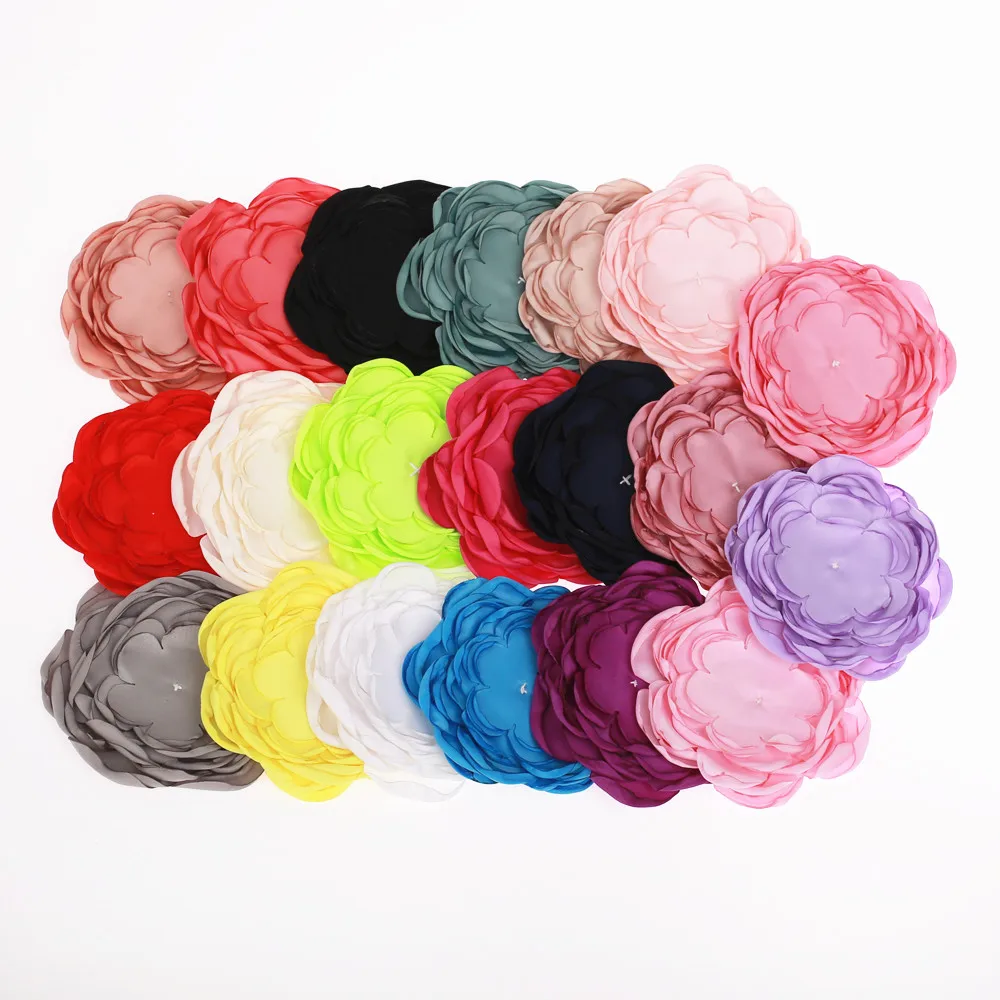 20pcs Handmade Large 9 layers burned satin flower Appliques for girls headband hair clips accessories DIY | Детская одежда и обувь
