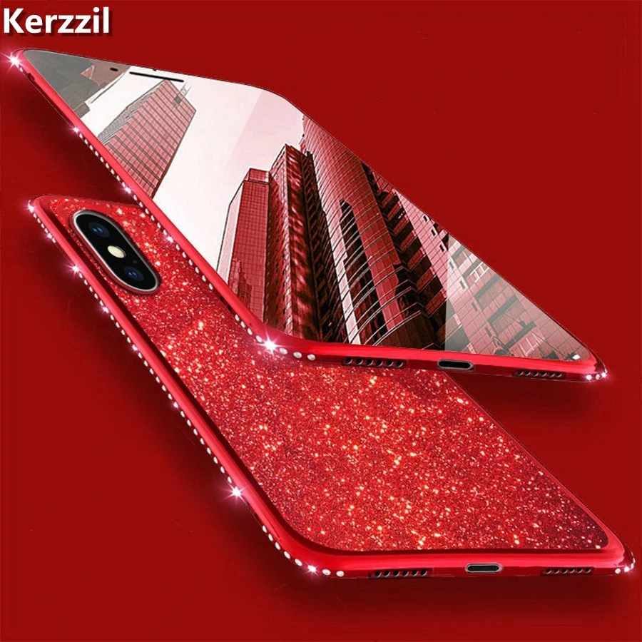 Блестящий чехол со стразами для iPhone X XR XS Max Роскошные 3D чехлы из мягкого ТПУ 7 8 6 6s