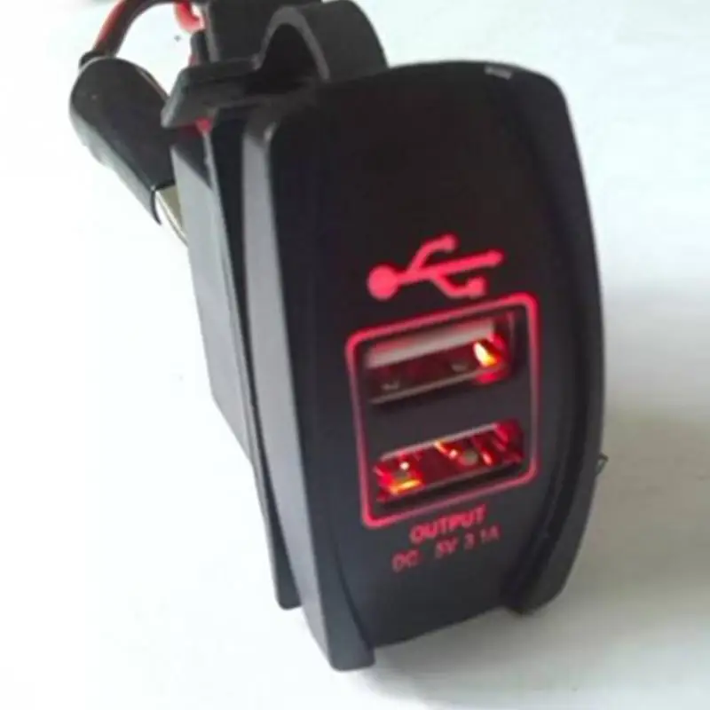 Автомобильный двойной USB розетка DC 12V 24V светодиодный гнездо индикатора Авто адаптер