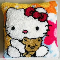 Тёмно-синий DIY Набор для рукоделия Подушка с вышивкой из акриловой пряжи защелка крючок холст Подушка передняя Вышивка крестом Наволочка кошки 23 стиля - Цвет: Тёмно-синий