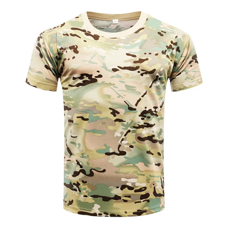 Купи Hot Camouflage T-Shirt Quick Dry Breathable Tights Army Tactical T-shirt Mens Compression T Shirt Fitness Summer Running Outdoor за 257 рублей в магазине AliExpress