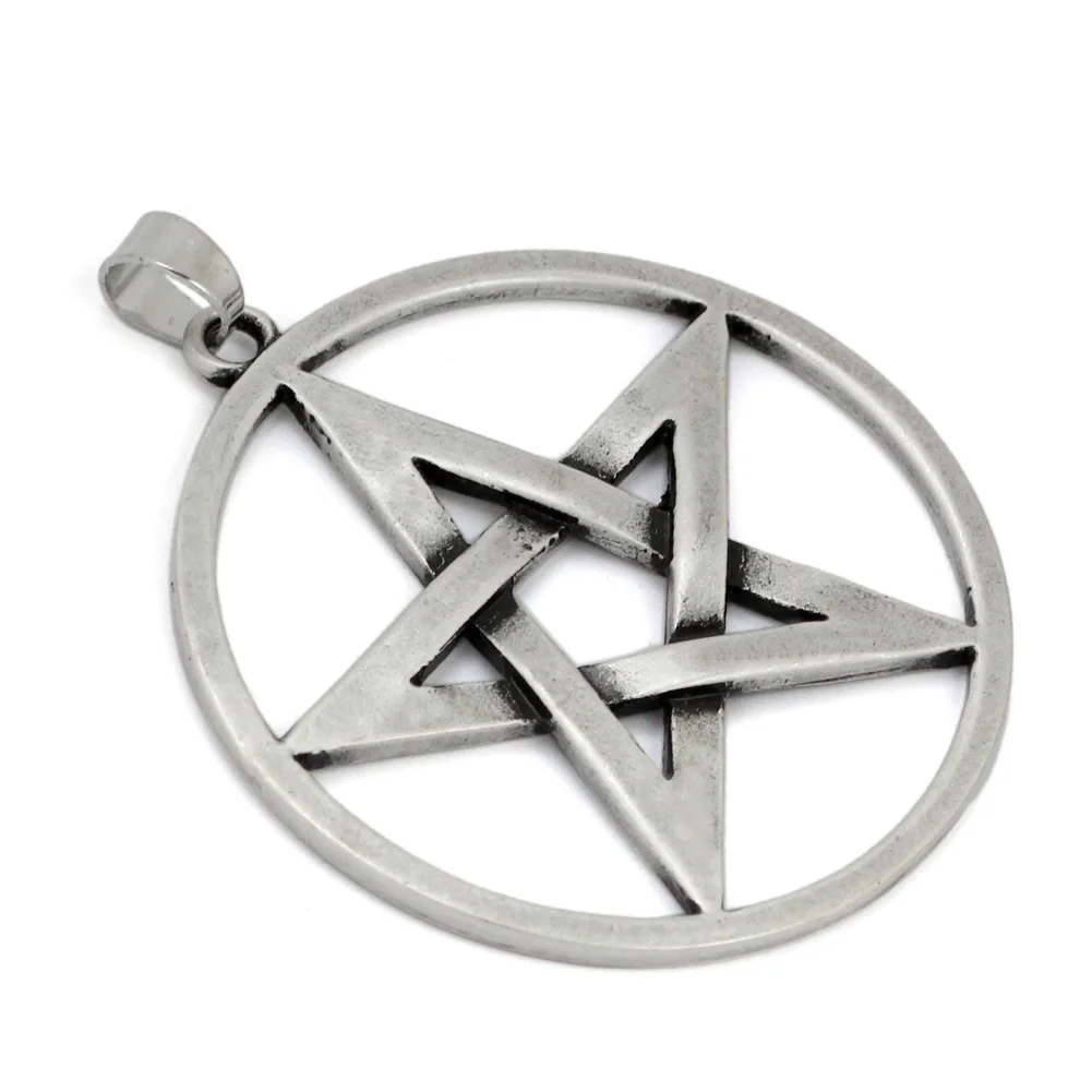 Мужское ожерелье с подвеской серебряная пентаграмма звезда панк Рок Байкер 23