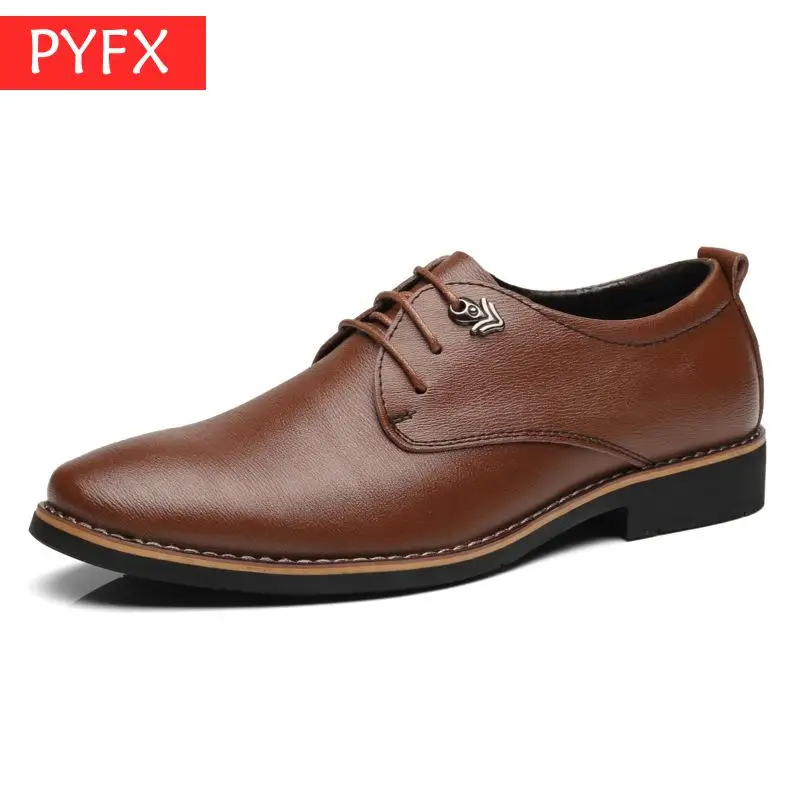 Мужская деловая обувь из воловьей кожи на плоской подошве со шнуровкой