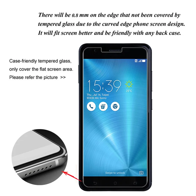 2PCS 9H Tempered Glass Film For Asus Zenfone 3 Zoom ZE553KL Phone Protective Screen Protector S | Мобильные телефоны и