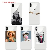 alternative statue art pattern tpu soft phone cell phone case for iphone 13 8 7 6 6s plus x xr 11 12 pro xs max se2 cover conque