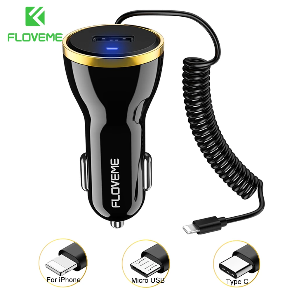 Автомобильное зарядное устройство FLOVEME 2 типа для телефона автомобильное Mini USB
