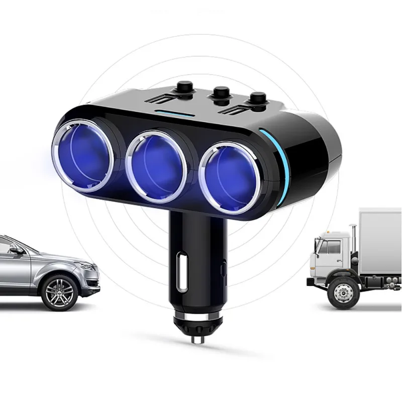 Двойной usb-порт 3-полосная Автомобильная розетка для автомобильного