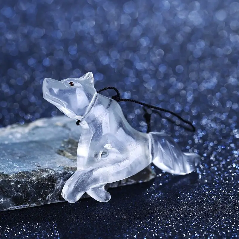 

Natural White Quartz Fashion Carved Wolf Charms Pendant ,62x34x9mm,21.1g