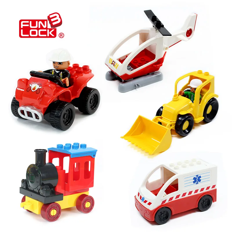 Funlock Duplo блоки игрушки городской транспорт серии автомобиль кирпичи запчасти