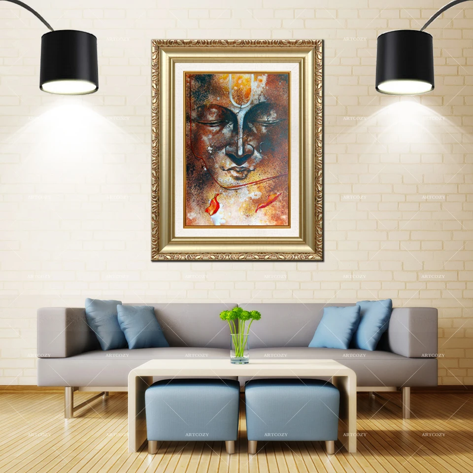 

Artcozy Golden Frame Abstract Buddha Painting for living room Waterproof Canvas Printing