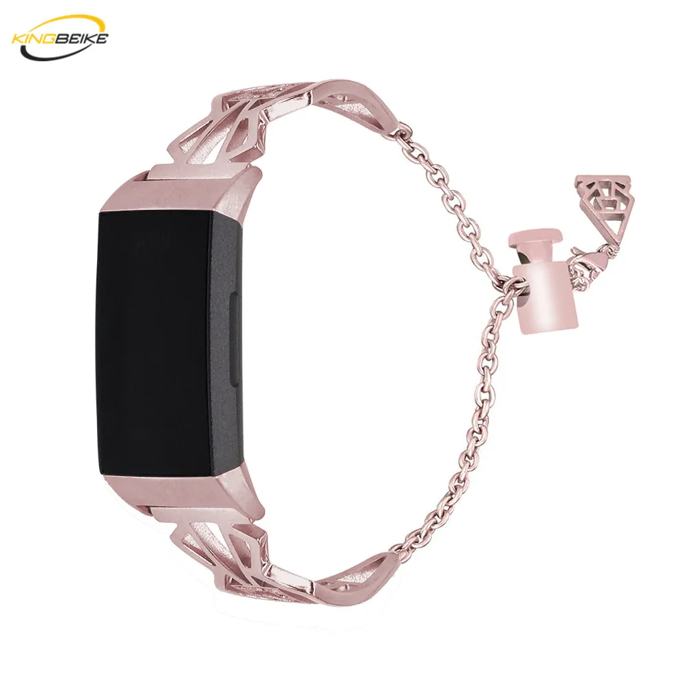 KINGBEIKE Нержавеющая сталь ремешок для Fitbit Charge 3 часы замена наручные браслет