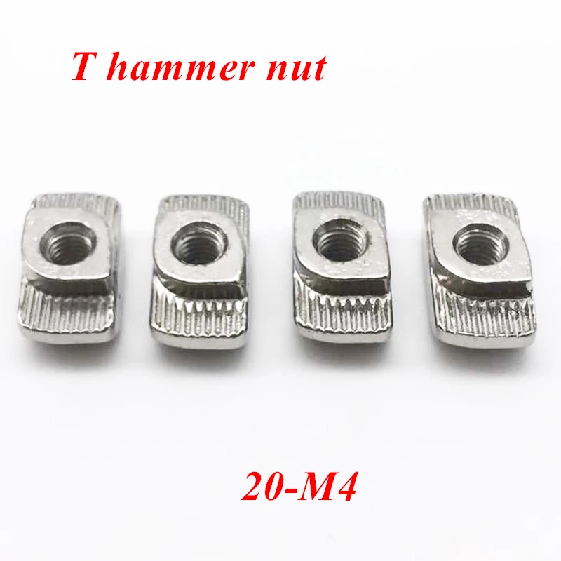 

100pcs 20-M4 T nuts for 20 series Slot t-nut sliding t nut hammer Drop In Nut Fasten connector 2020 Aluminum profile Extrusion