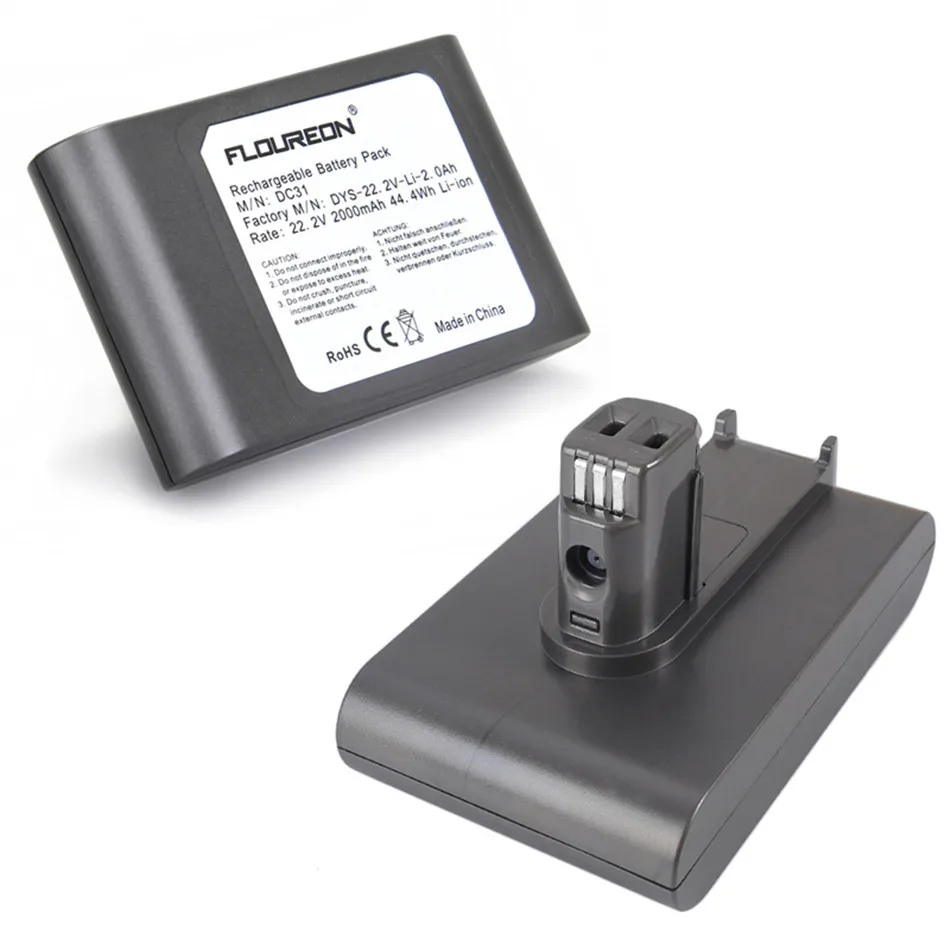 FLOUREON 22,2 V 2000 мА/ч, Перезаряжаемые Батарея ручной Li-Ion вакуум уборщик Батарея 6 ячеек для Dyson DC31 DC35 917083-01 17083