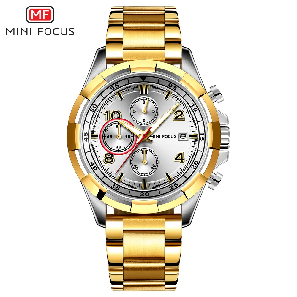 MINIFOCUS Top Luxury Brand Watch Men Luminous Analog Chronograph Date Quartz Wrist Stainless Steel Wristwatch Montre Homm | Наручные часы