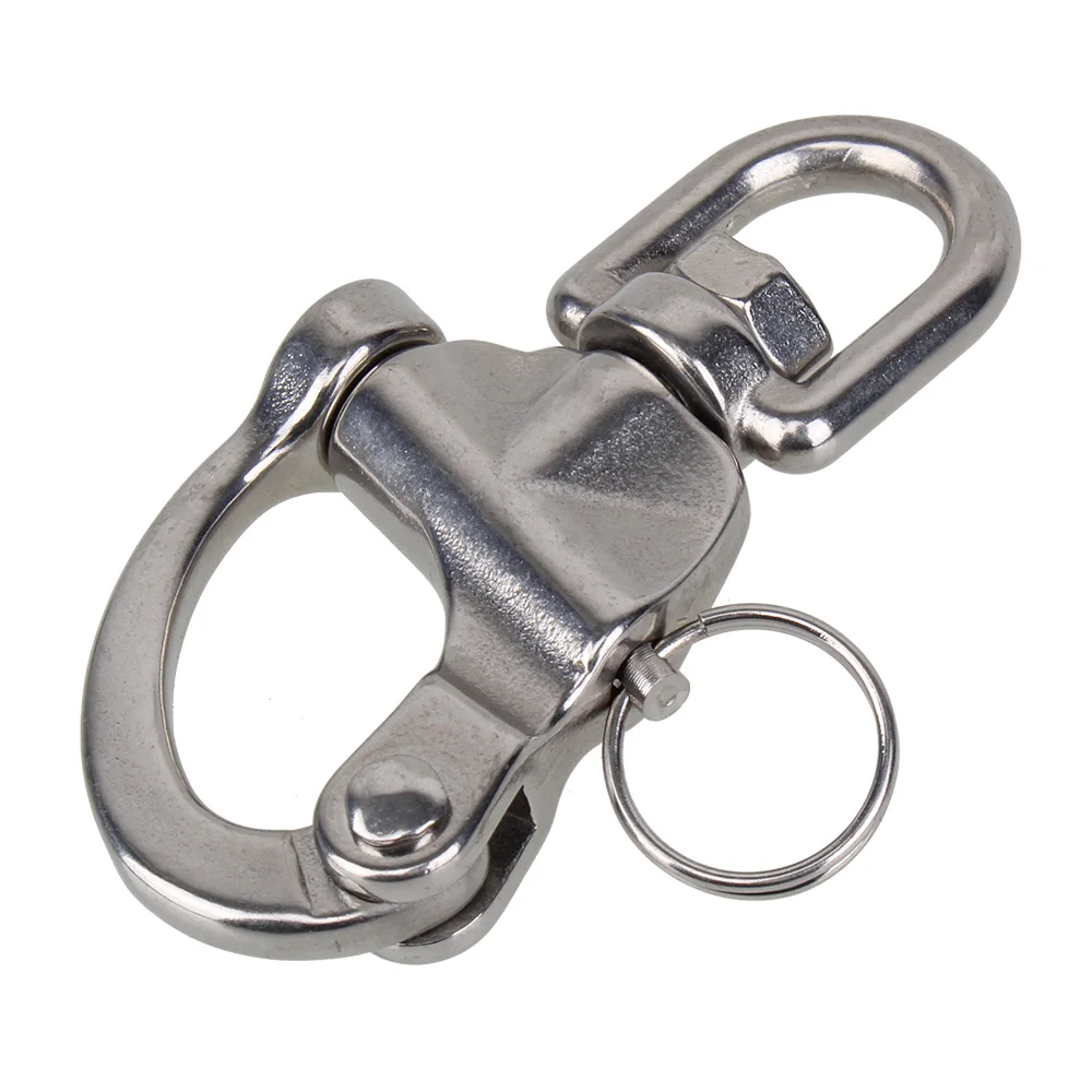 

1Pcs 124mm 304 Stainless Steel Quick Release Bail Rigging Swivel/Jaw Snap Shackles Boat Marine Clip Quick Spring Shackle