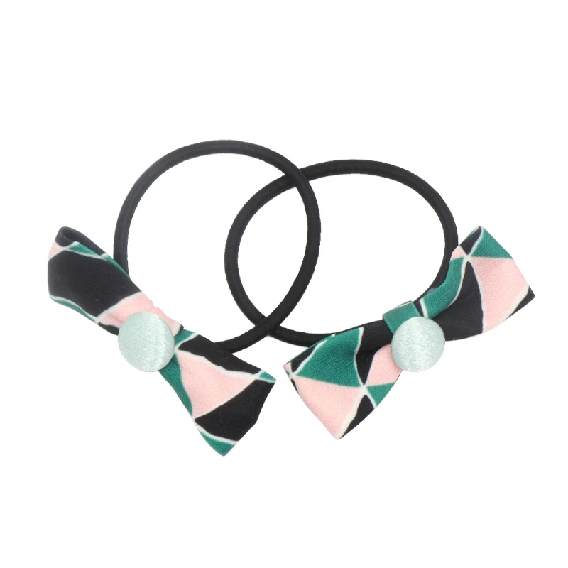 2 pcs/Lot Boutique Elastic Hair Bands Cute Girls Ponytail Holder Print Bow Baby Tie Kids | Детская одежда и обувь