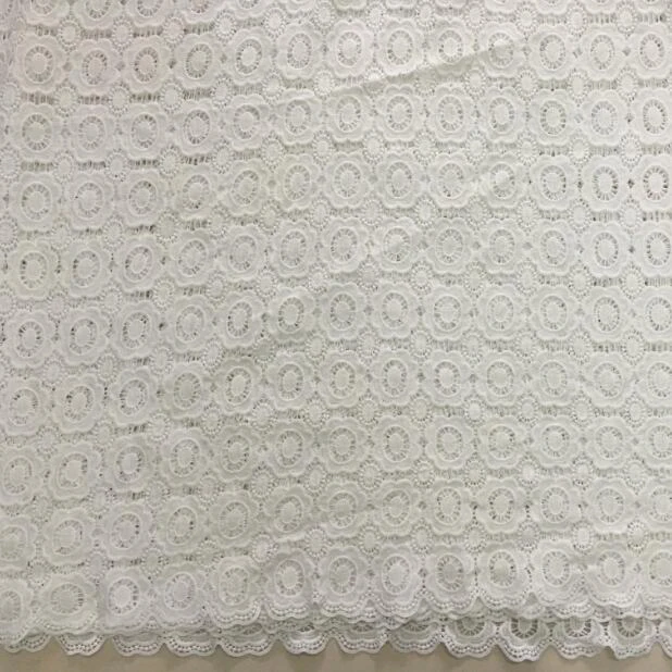 1 ярд белая высококачественная африканская кружевная ткань из гипюра для шитья