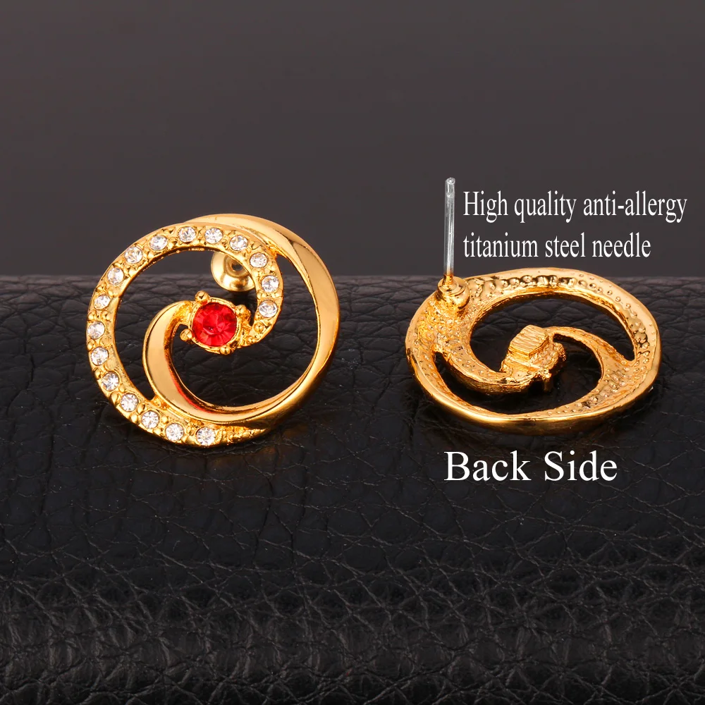 U7 Gold Color Jewelry Set Trendy Yin Yang Lucky Gift Wholesale Rhinestone Party Women Earrings Necklace S540 | Украшения и