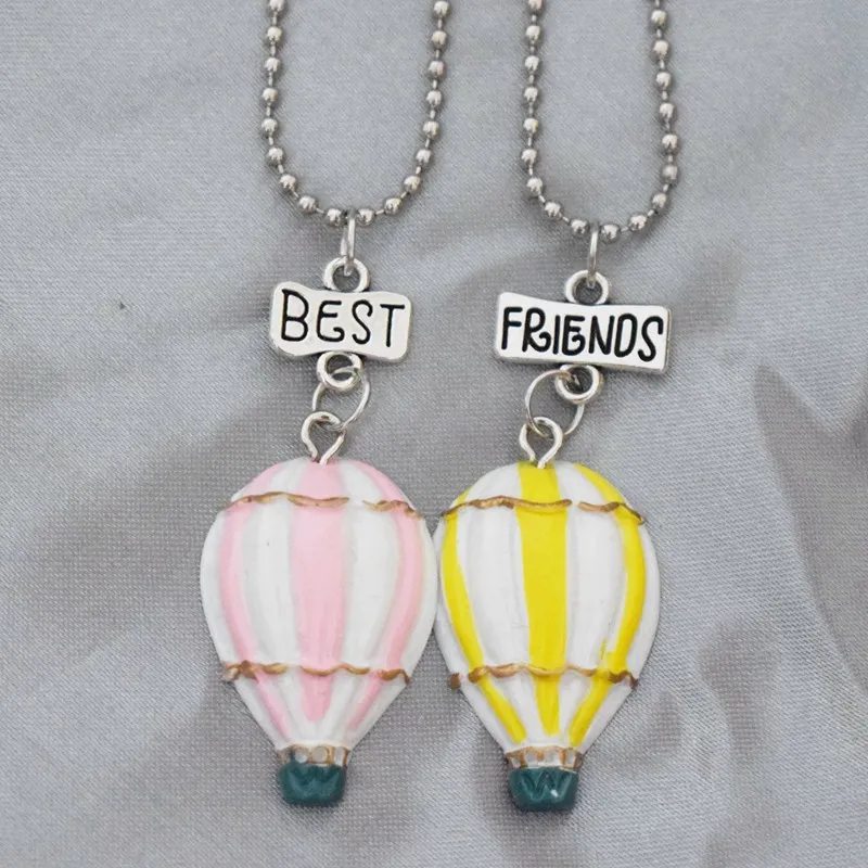 color 1-2pcs Смола горячий воздух подвеска в виде шара ожерелье Дети BFF 5 лучшие друзья навсегда Дружба Ювелирные изделия Подарки на день рождения для детей - Окраска металла: color 1-2pcs