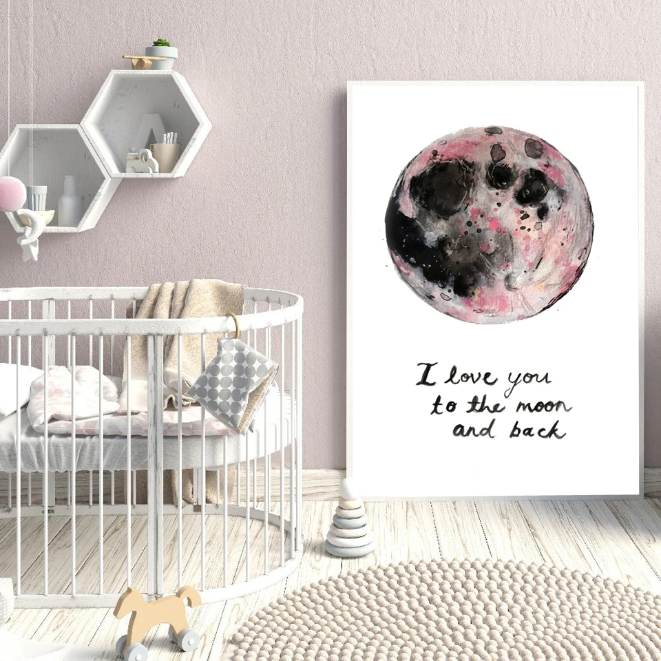 Постер с надписью Love You to The Moon and Back звёзды мотивационные цитаты Настенная картина