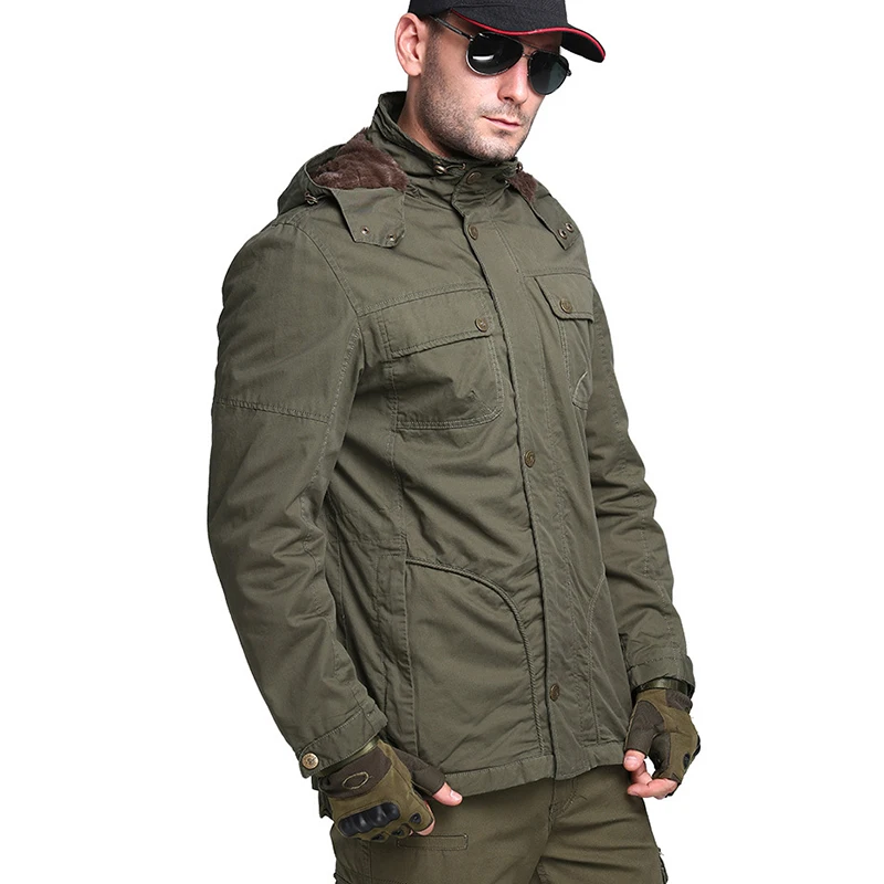 

Men's Winter Thicken Warm Army Tactical Jackets Men Autumn Combat Multi Pocket Coat Hoodies Windbreakers Military Jacket