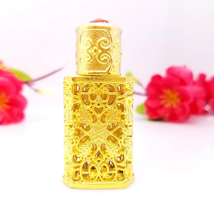 

3ml Retro Hollow Flower decoration Gold/Silver Plating Antiqued Empty Glass Bottle with jewel stone Vintage Wedding Gift Bottles