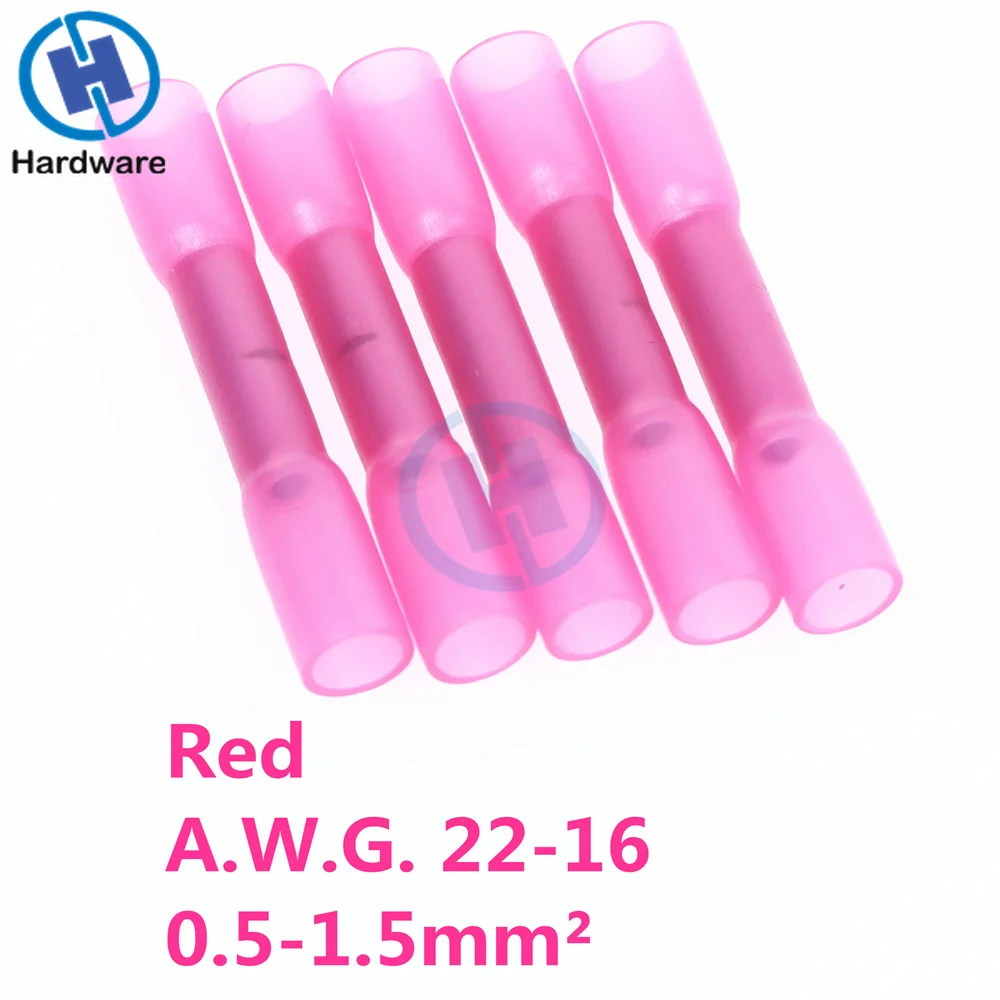 100Pcs Red 18-22 AWG Waterproof Heat Shrink Butt Connectors Electrical Wire Splice Cable Crimp Terminals BHT1.25 | Обустройство дома