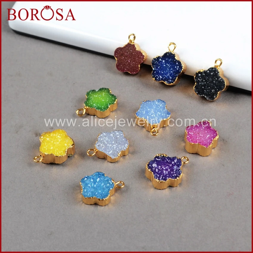 BOROSA Модные 1 шт. Бесплатная доставка Радуга Цветок натуральный кулон Агаты Druzy Geode