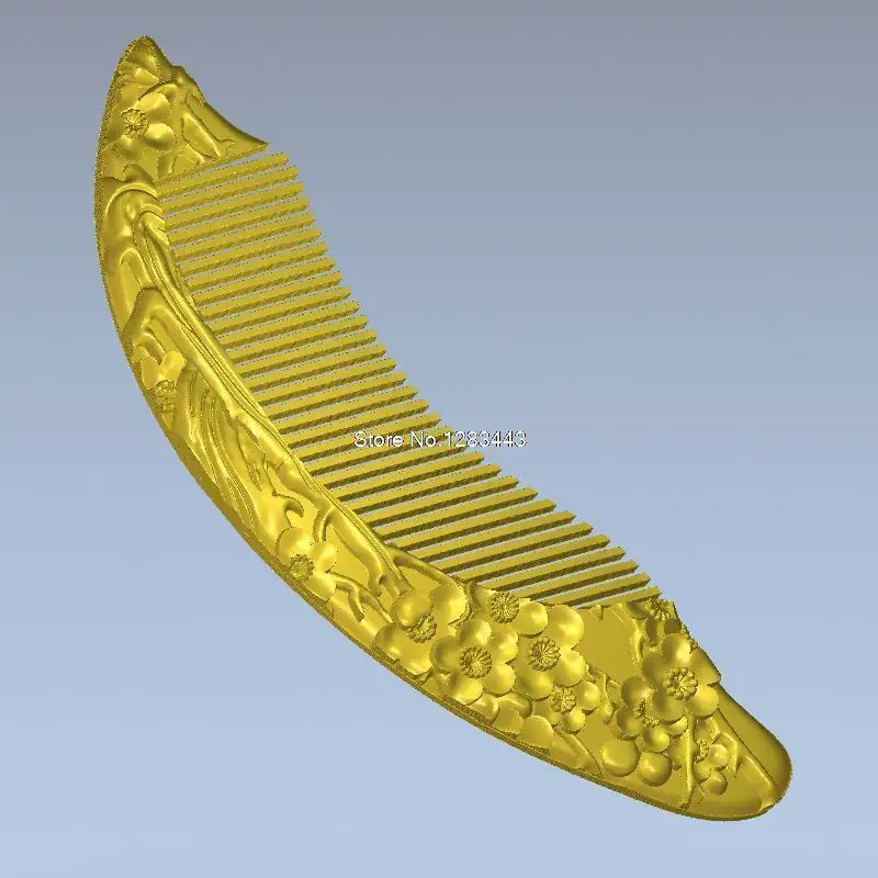 Расческа с цветком сливы 3d модель рельеф для ЧПУ в формате STL 3D станка ЧПУ|for cnc|comb