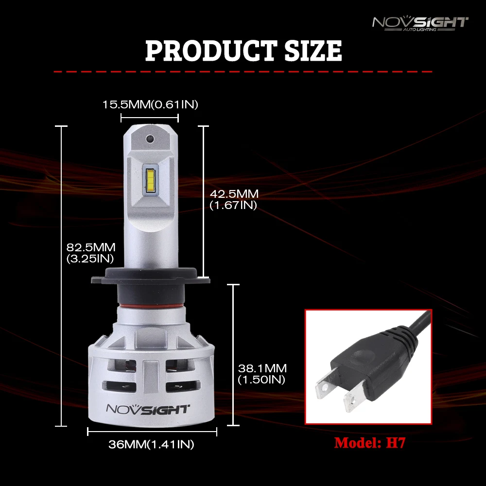 NOVSIGHT High end H7 светодио дный лампы фар автомобиля лампочки CSP 60 Вт 10000lm авто фары