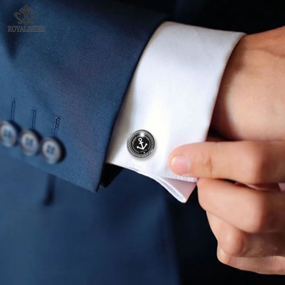 ROYALBEIER 1 pair Colorful Mix Theme Cufflink 18mm Glass Charms Silver Plated Copper Based Handmade Shirt Accessory XK0021 | Украшения и