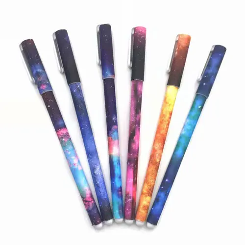 Galaxy style 6 шт./компл. Цвет гелевая ручка Звездная Галактика узор милый медведь точка ролик мяч кавайные ручки Канцтовары офисный школьный поставки - Цвет: Galaxy style
